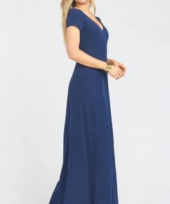 Show Me Your Mumu Geneva Gown ~ Rich Navy Stretch Crepe