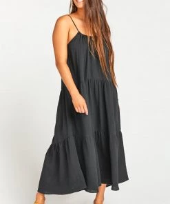 Show Me Your Mumu May Maxi Dress ~ Black Crinkle Gauze