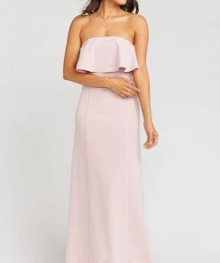 Show Me Your Mumu Monaco Ruffle Gown ~ Vintage Rose Stretch Crepe Bridesmaids Dresses