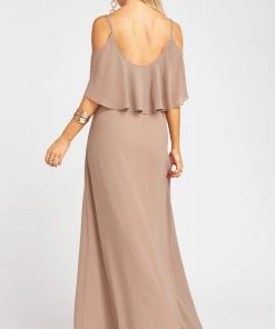 Show Me Your Mumu Bridesmaids Dresses Caitlin Ruffle Maxi Dress ~ Dune Chiffon