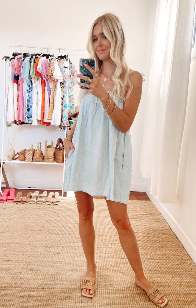 Show Me Your Mumu New Mu Angel Mini Dress ~ Light Chambray 6 Show Me Your Mumu New Mu Angel Mini Dress ~ Light Chambray