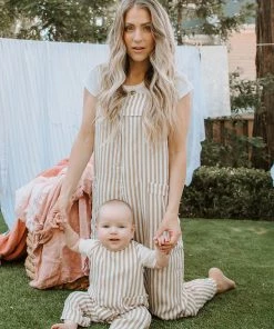 Show Me Your Mumu New Mu Run Around Jumpsuit ~ Beige Everyday Stripe