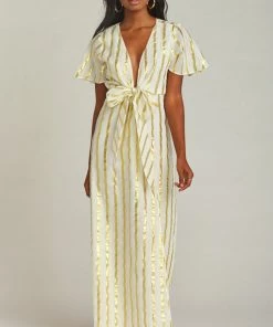 Show Me Your Mumu Clothes Fiona Maxi Dress ~ South Beach Stripe Gold
