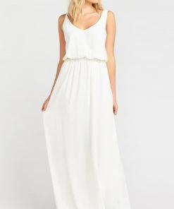 Show Me Your Mumu Kendall Maxi Dress With No Slit ~ Wedding Cake Chiffon