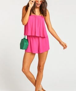 Show Me Your Mumu Thelma Romper ~ Hot Pink Rompers