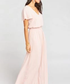 Show Me Your Mumu Bridesmaids Dresses Michelle Flutter Maxi Dress ~ Dusty Blush Crisp