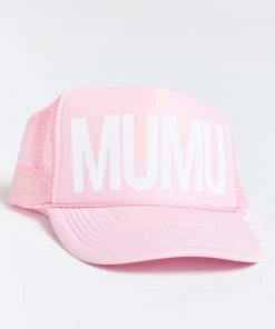 Show Me Your Mumu Accessories Mumu Trucker Hat ~ Light Pink/White