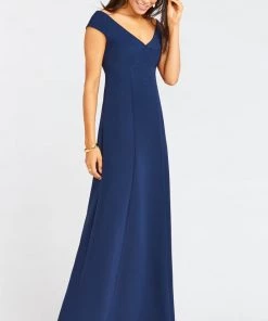 Show Me Your Mumu Zurich Knot Gown ~ Rich Navy Stretch Crepe