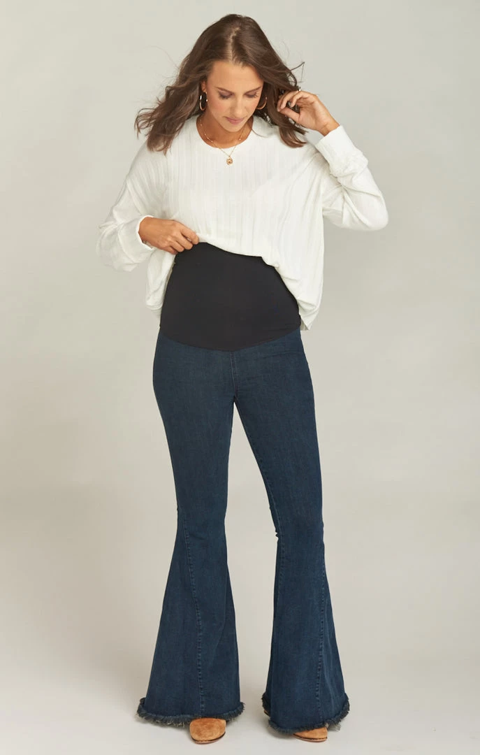 Show Me Your Mumu Denim Maternity Berkeley Bells ~ Thunder 7 Show Me Your Mumu Denim Maternity Berkeley Bells ~ Thunder