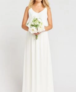 Show Me Your Mumu Kendall Maxi Dress With No Slit ~ Wedding Cake Chiffon