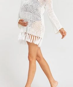 Show Me Your Mumu Paula Fringe Pullover ~ White Crochet