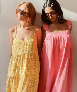 Show Me Your Mumu Oasis Ruffle Dress ~ Flamingo Pink Linen