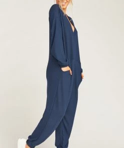Show Me Your Mumu Jules Jumpsuit ~ Navy Brushed Hacci