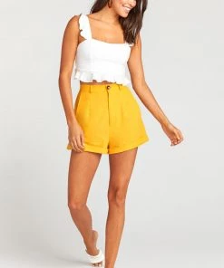 Show Me Your Mumu Stewart Shorts ~ Canary Yellow Linen