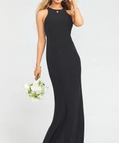 Show Me Your Mumu Chicago High Neck Gown ~ Black Stretch Crepe
