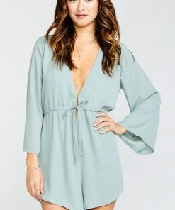 Show Me Your Mumu Roxy Romper ~ Silver Sage Crisp