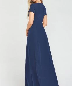 Show Me Your Mumu Geneva Gown ~ Rich Navy Stretch Crepe