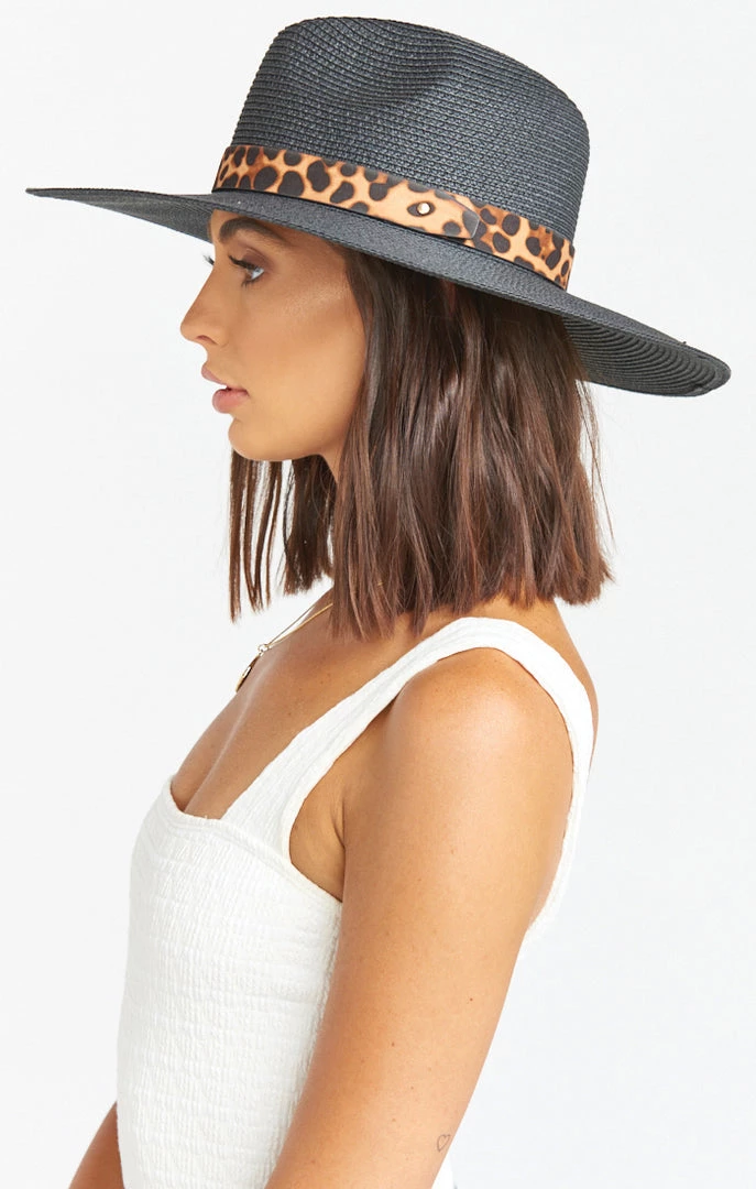 Show Me Your Mumu Accessories Golden Hour Straw Fedora Hat ~ Black /Leopard 4 Show Me Your Mumu Accessories Golden Hour Straw Fedora Hat ~ Black /Leopard