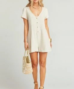 Show Me Your Mumu Glenn Romper ~ Cream Linen Rompers