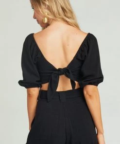 Show Me Your Mumu Bottoms Hadley Shorts ~ Black Linen