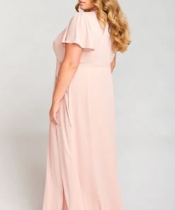 Show Me Your Mumu Bridesmaids Dresses Noelle Flutter Wrap Dress ~ Dusty Blush Crisp