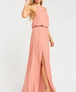 Show Me Your Mumu Wedding Guest Dresses Heather Halter Dress ~ Rustic Mauve Crisp