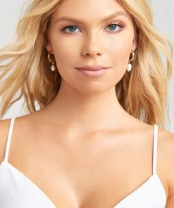 Show Me Your Mumu Evaline Mini Pearl Hoops ~ Gold/Pearl Accessories