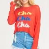 Show Me Your Mumu Cropped Varsity Sweater ~ Cha Cha Cha Knit Tops