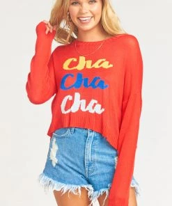 Show Me Your Mumu Cropped Varsity Sweater ~ Cha Cha Cha Knit Tops