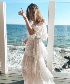 Show Me Your Mumu Lana Midi Dress ~ White Lace