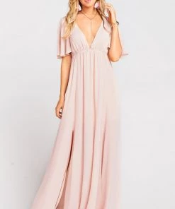 Show Me Your Mumu Faye Flutter Maxi Dress ~ Dusty Blush Crisp