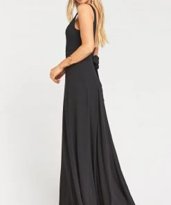 Show Me Your Mumu Wedding Guest Dresses Jenn Maxi Dress ~ Black Chiffon