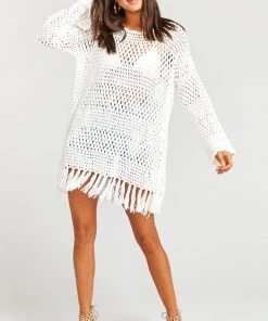 Show Me Your Mumu Paula Fringe Pullover ~ White Crochet