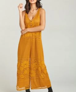 Show Me Your Mumu Goulding Jumpsuit ~ Moonlight Roses Lace Marigold