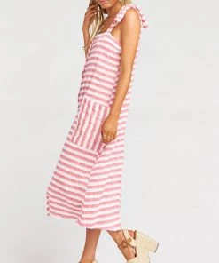 Show Me Your Mumu Dresses Lucas Midi Dress ~ Dock Stripe Red