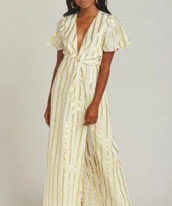 Show Me Your Mumu Clothes Fiona Maxi Dress ~ South Beach Stripe Gold