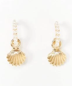 Show Me Your Mumu Tulla Shell Mini Hoop Earrings ~ Gold/Pearl