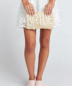 Show Me Your Mumu LJC Designs Bride Raffia Clutch ~ Beige/White Accessories
