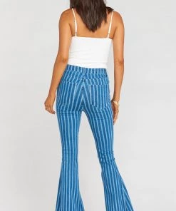 Show Me Your Mumu Berkeley Zip Up Bells ~ Fountain Stripe Denim