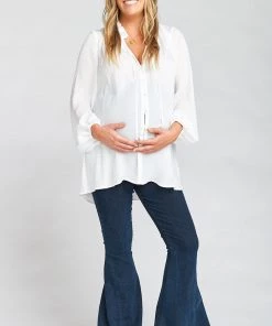 Show Me Your Mumu Maternity Alicia Tunic ~ White Silky Dots