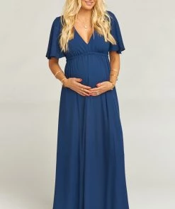 Show Me Your Mumu Emily Empire Maxi Dress ~ Rich Navy Crisp 28 Show Me Your Mumu Emily Empire Maxi Dress ~ Rich Navy Crisp