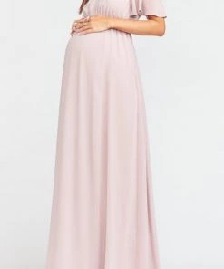 Show Me Your Mumu Emily Empire Maxi Dress ~ Neutral Mauve Chiffon Maternity