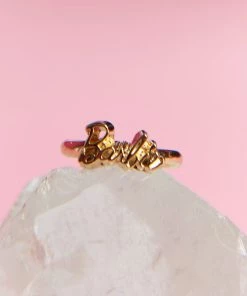 Show Me Your Mumu Barbie Script Ring ~ Gold