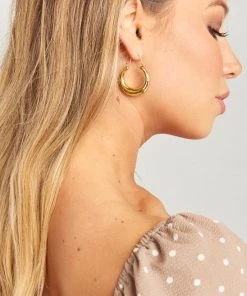 Show Me Your Mumu Accessories LUV AJ ~ The Martina Tube Hoop Earrings ~ 14K Plated Gold