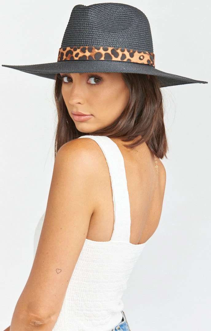 Show Me Your Mumu Accessories Golden Hour Straw Fedora Hat ~ Black /Leopard 3 Show Me Your Mumu Accessories Golden Hour Straw Fedora Hat ~ Black /Leopard