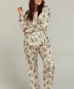 Show Me Your Mumu Paige PJ Set With Eye Mask ~ Walk The Palm Pink