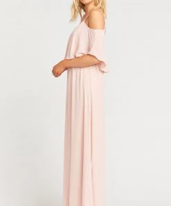 Show Me Your Mumu Bridesmaids Dresses Caitlin Ruffle Maxi Dress ~ Dusty Blush Crisp