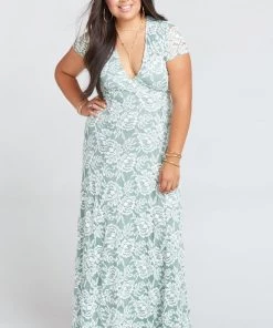 Show Me Your Mumu Dresses Eleanor Maxi Dress ~ Lovers Lace Silver Sage
