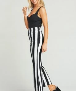Show Me Your Mumu Denim Cropped Farrah Trouser ~ Chaplin Stripe