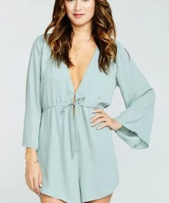 Show Me Your Mumu Roxy Romper ~ Silver Sage Crisp